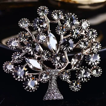 Wishing Tree Zircon Broche Pin-kode for Kvinders Vitage Perler og Hvidguld Smykker, Tøj, Tørklæde Spænde Beklædningsgenstand Tilbehør Fine Smykker Gave